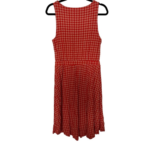 Anthropologie Maeve Brianne Cowl Neck Daisy Floral Orange Print Dress Sz. MEDIUM - Picture 4 of 8